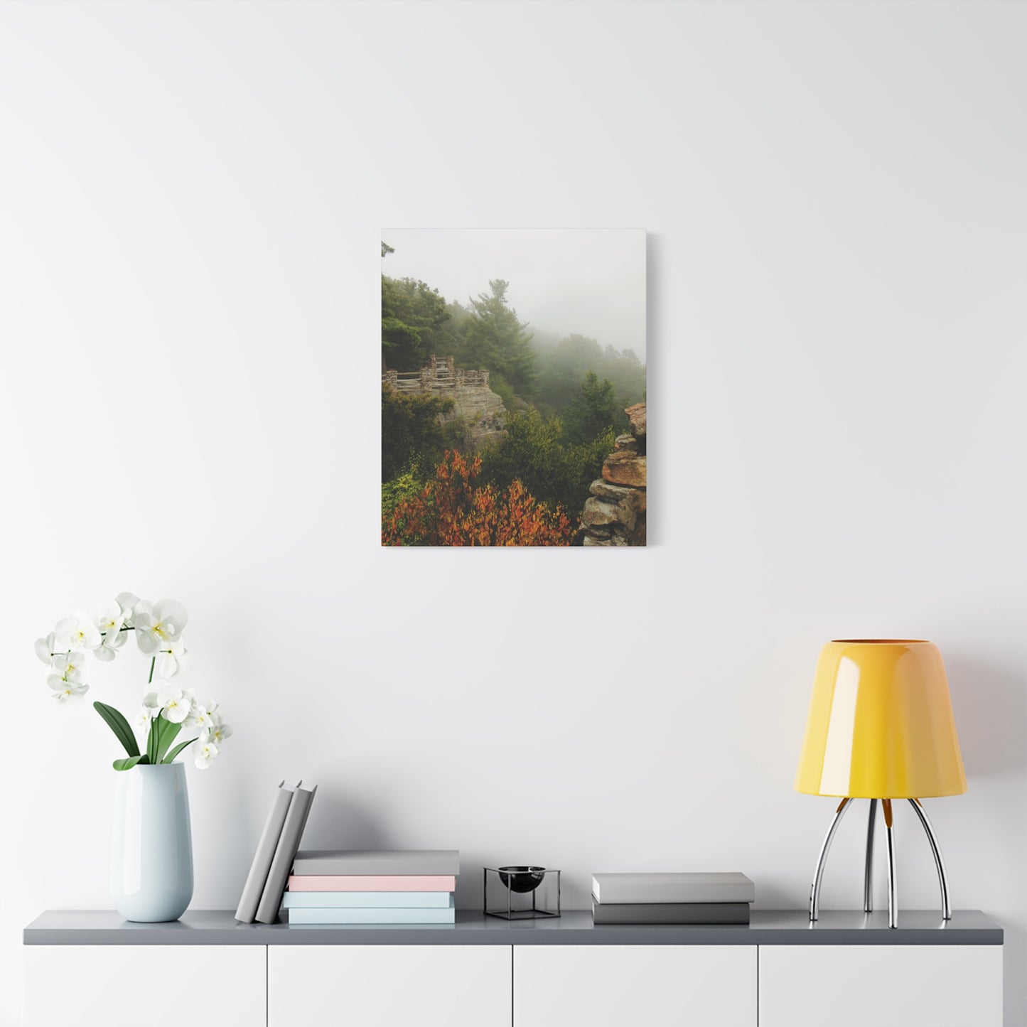 Coopers Rock West Virginia Canvas Wall Art – Appalachian Mountain Fog Landscape Photo