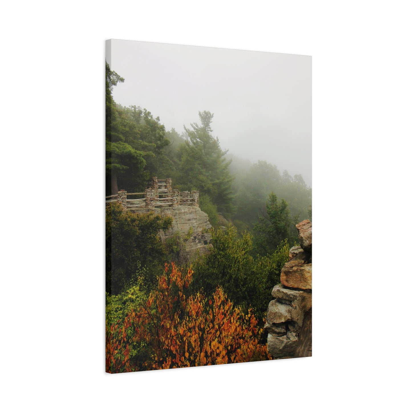 Coopers Rock West Virginia Canvas Wall Art – Appalachian Mountain Fog Landscape Photo