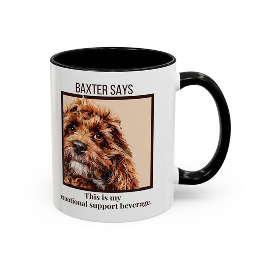 Funny Dog Mug – Baxter Says: Emotional Support Beverage | 11oz Gift for Pet Parents