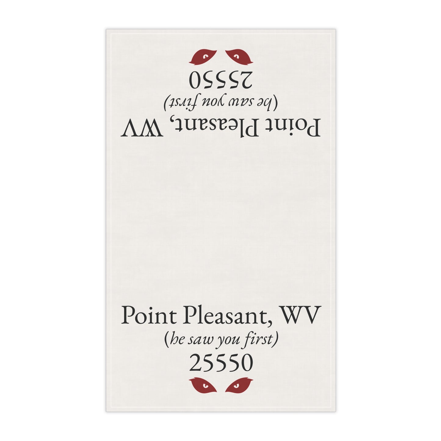Point Pleasant WV Tea Towel | “He Saw You First” Mothman Design | 25550 Kitchen Towel | West Virginia Gift | Appalachian Folklore Decor | Cotton Twill 18x30