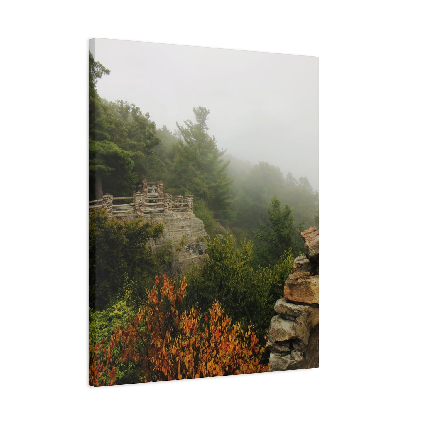 Coopers Rock West Virginia Canvas Wall Art – Appalachian Mountain Fog Landscape Photo