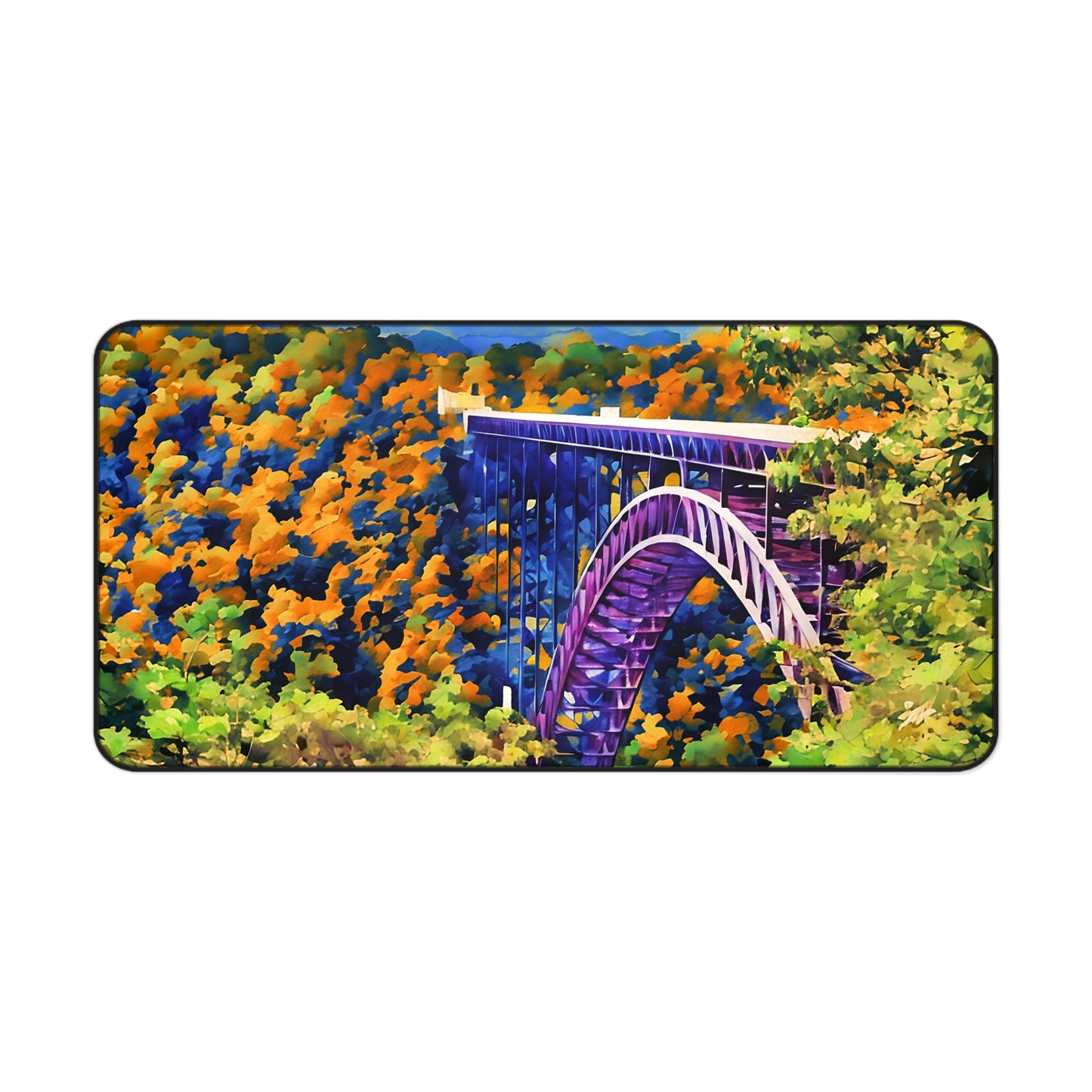New River Gorge Bridge Watercolor Desk Mat – Original Photo Art from West Virginia