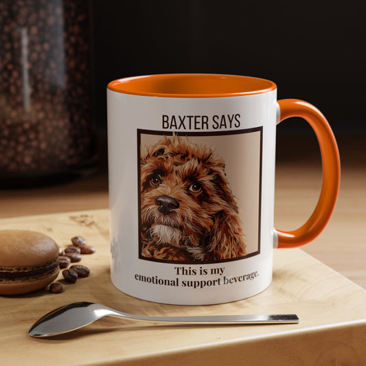 Funny Dog Mug – Baxter Says: Emotional Support Beverage | 11oz Gift for Pet Parents