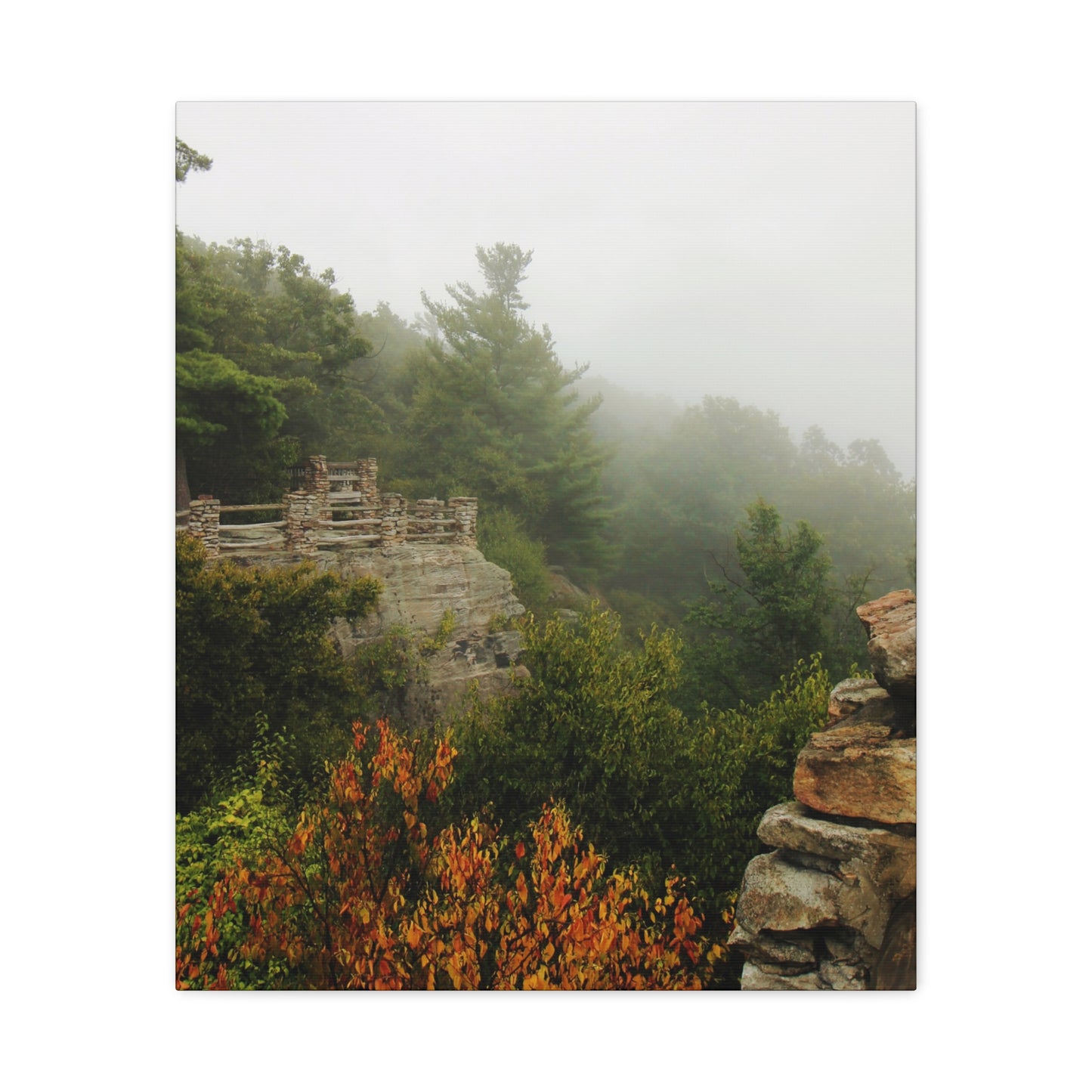Coopers Rock West Virginia Canvas Wall Art – Appalachian Mountain Fog Landscape Photo